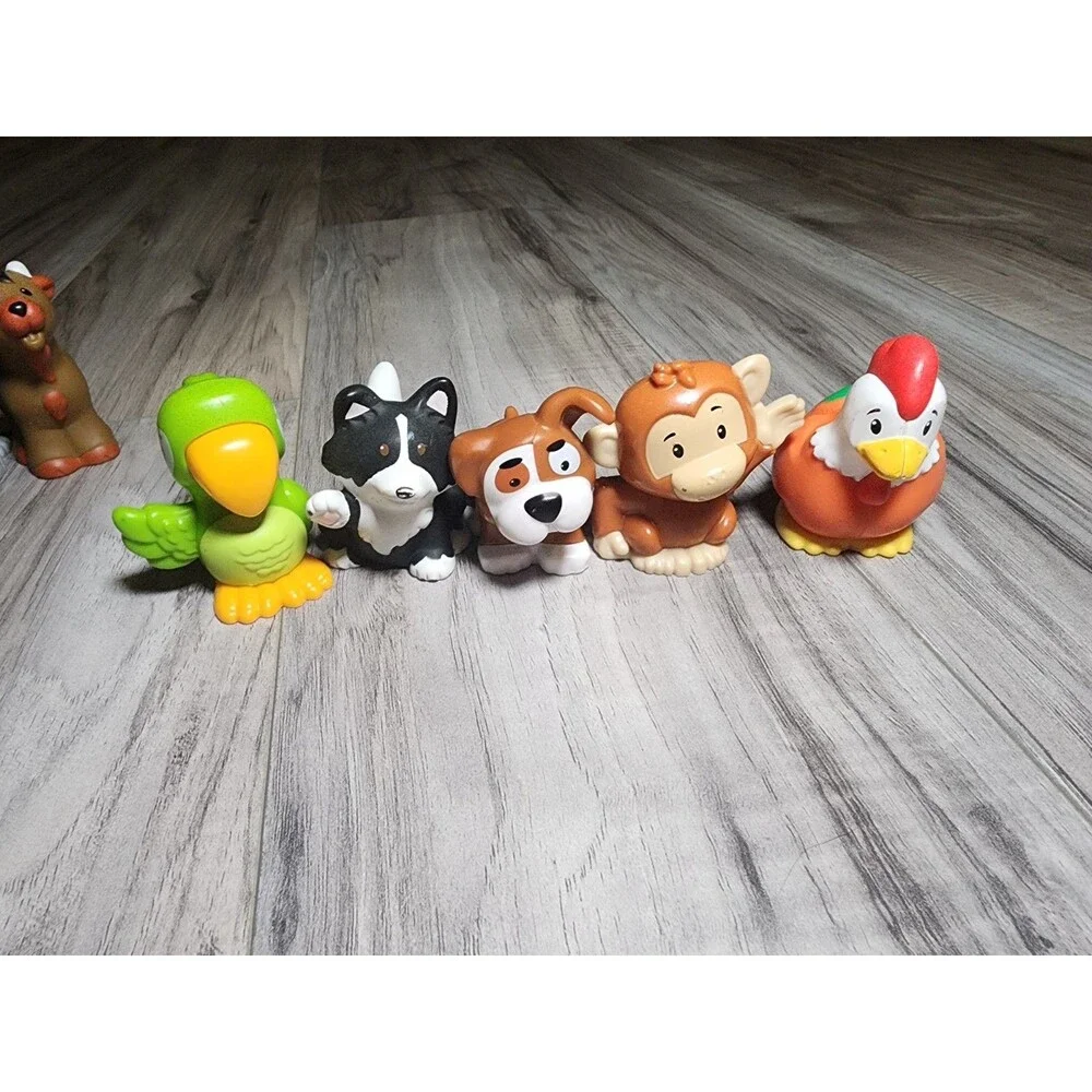 Fisher Price Little People Animal Lot Cow Horse Gorilla Monkey Parrot Puppy Goat
